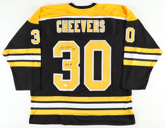 Gerry Cheevers Signed Jersey Inscribed "HOF 85"