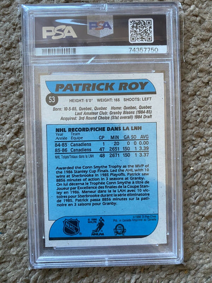 1986/7 OPC Patrick Roy PSA 9 Rookie Card