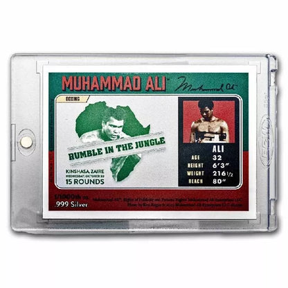 MUHAMMAD ALI RUMBLE IN THE JUNGLE FINE SILVER TRADING CARD