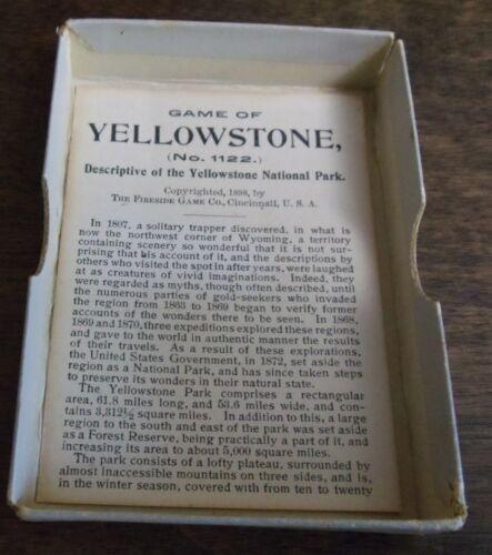 Antique GAME OF YELLOWSTONE 1898 Souvenir Deck, Playing Cards, No. 1122 FIRESIDE - Niks And Knacks