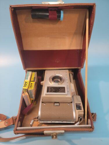 VTG Polaroid J33 Electric Eye Land Camera Original Box Leather Camera Case Flash - Niks And Knacks