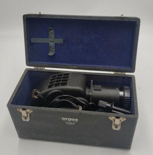 1940s Portable Black Argus 4 Inch Lensed Slide Projector Original Case - Niks And Knacks