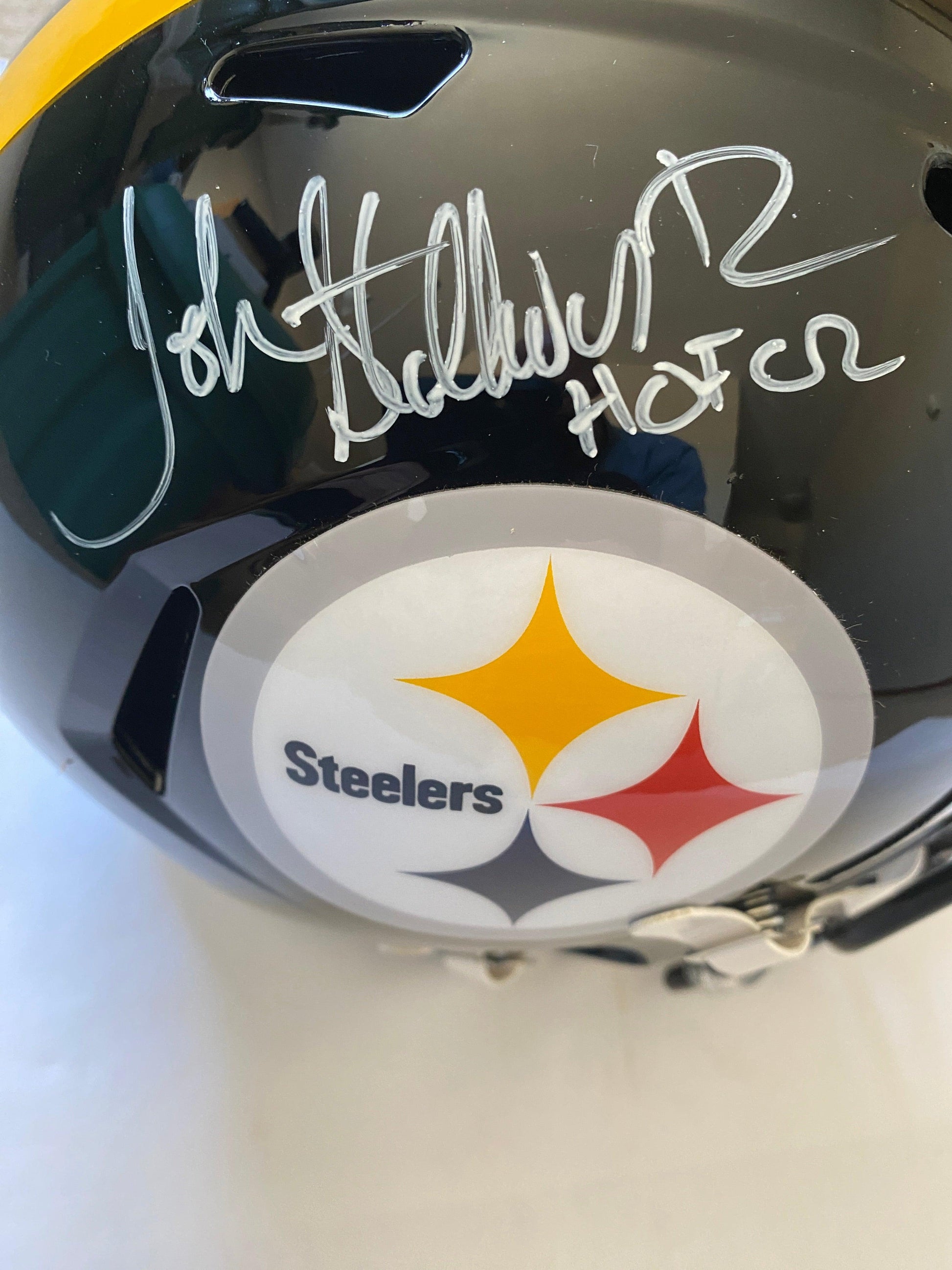 Franco Harris and John Stallworth Signed full size replica helmets - Niks And Knacks